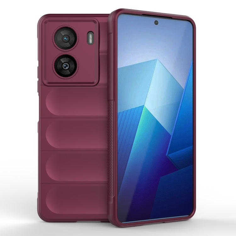 For vivo iQOO Z7x Magic Shield TPU + Flannel Phone Case(Wine Red) - vivo Cases by buy2fix | Online Shopping UK | buy2fix