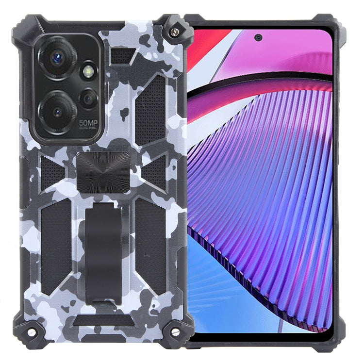 For Motorola Moto G Power 5G 2024 Camouflage Armor Kickstand TPU + PC Magnetic Phone Case(Grey) - Motorola Cases by buy2fix | Online Shopping UK | buy2fix