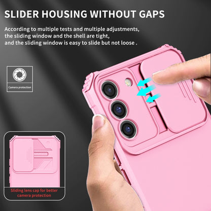 For Samsung Galaxy S22+ 5G Stereoscopic Holder Sliding Camshield Phone Case(Pink) - Galaxy S22+ 5G Cases by buy2fix | Online Shopping UK | buy2fix