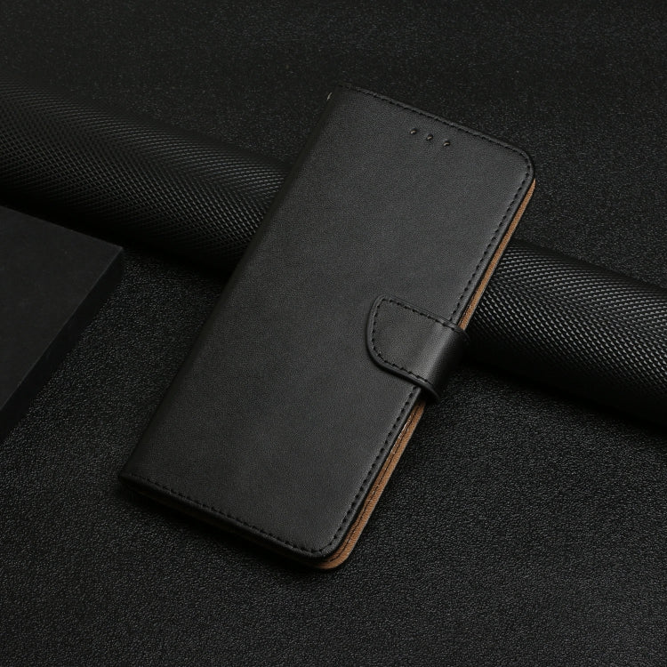 For vivo Y03 4G Genuine Leather Fingerprint-proof Flip Phone Case(Black) - vivo Cases by buy2fix | Online Shopping UK | buy2fix