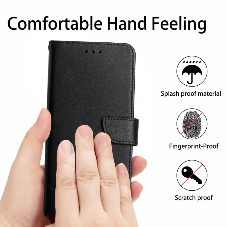 For vivo Y03 4G Genuine Leather Fingerprint-proof Flip Phone Case(Black) - vivo Cases by buy2fix | Online Shopping UK | buy2fix