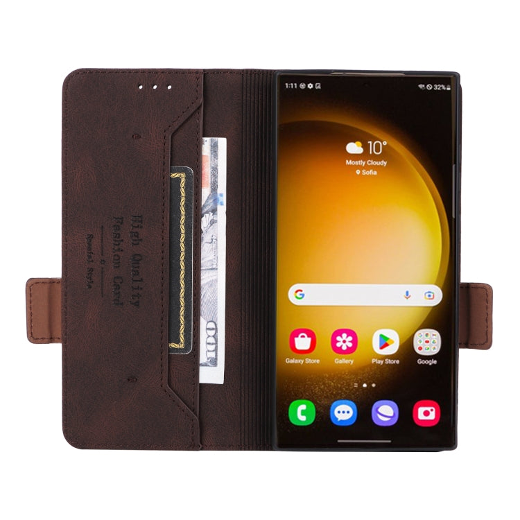 For Samsung Galaxy S24 Ultra 5G Magnetic Clasp Leather Phone Case(Brown) - Galaxy S24 Ultra 5G Cases by buy2fix | Online Shopping UK | buy2fix