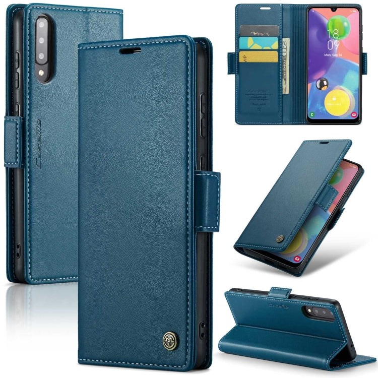 For Samsung Galaxy A70/A70s CaseMe 023 Butterfly Buckle Litchi Texture RFID Anti-theft Leather Phone Case(Blue) - Galaxy Phone Cases by CaseMe | Online Shopping UK | buy2fix