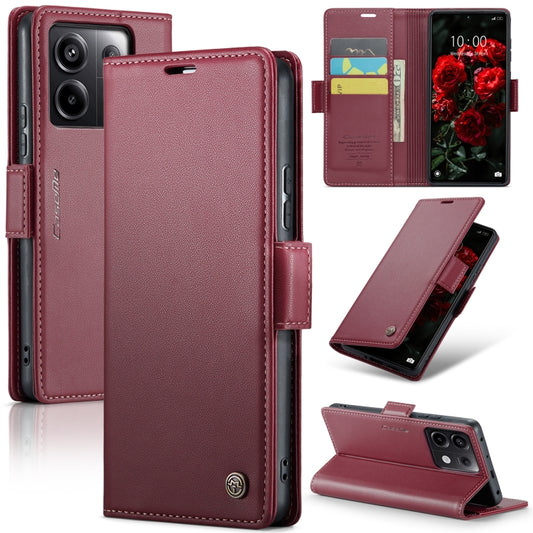 For Xiaomi Poco X6 5G CaseMe 023 Butterfly Buckle Litchi Texture RFID Anti-theft Leather Phone Case(Wine Red) - Xiaomi Cases by CaseMe | Online Shopping UK | buy2fix