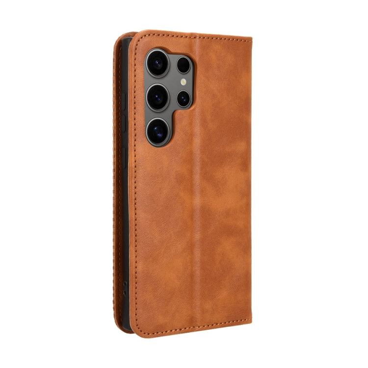 For Samsung Galaxy S24 Ultra 5G Magnetic Buckle Retro Texture Leather Phone Case(Brown) - Galaxy S24 Ultra 5G Cases by buy2fix | Online Shopping UK | buy2fix