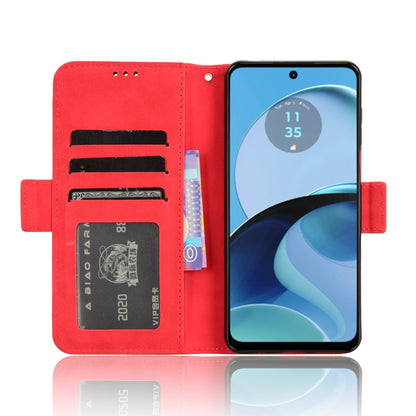 For Motorola Moto G14 4G Skin Feel Calf Texture Card Slots Leather Phone Case(Red) - Motorola Cases by buy2fix | Online Shopping UK | buy2fix