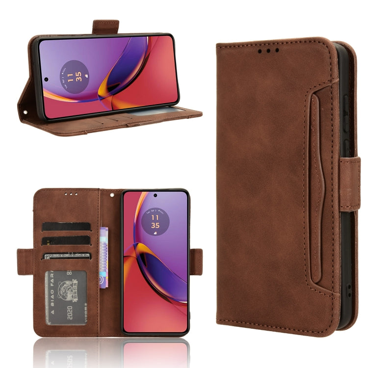 For Motorola Moto G84 5G Skin Feel Calf Texture Card Slots Leather Phone Case(Brown) - Motorola Cases by buy2fix | Online Shopping UK | buy2fix