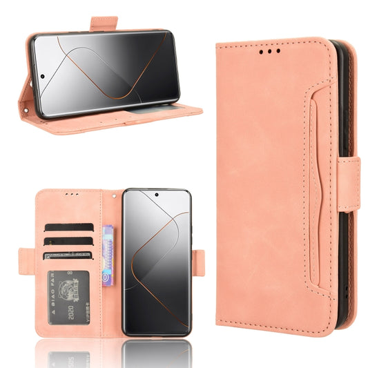 For Xiaomi 14 Pro Skin Feel Calf Texture Card Slots Leather Phone Case(Pink) - 14 Pro Cases by buy2fix | Online Shopping UK | buy2fix