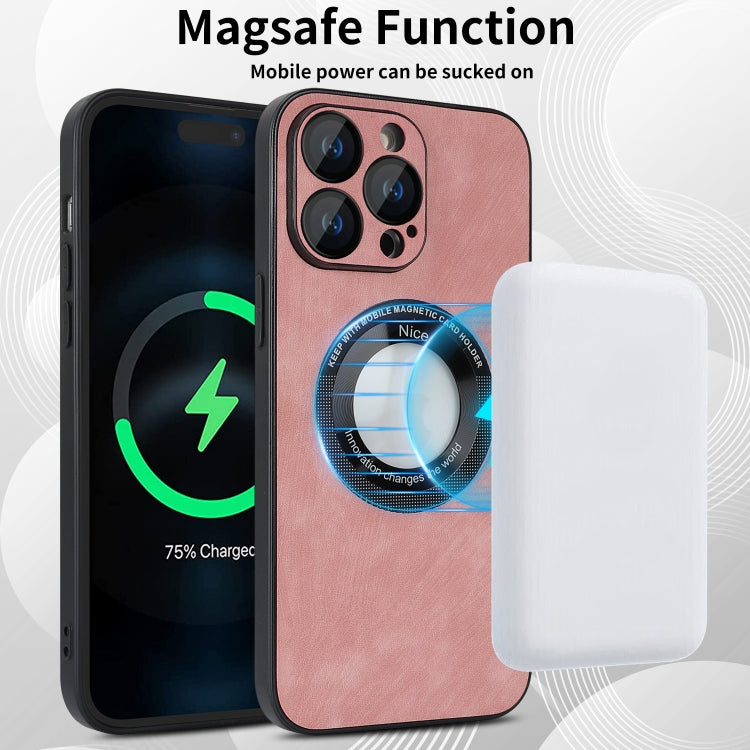 For iPhone 11 Skin Feel Leather MagSafe Magnetic Phone Case(Pink) - iPhone 11 Cases by buy2fix | Online Shopping UK | buy2fix