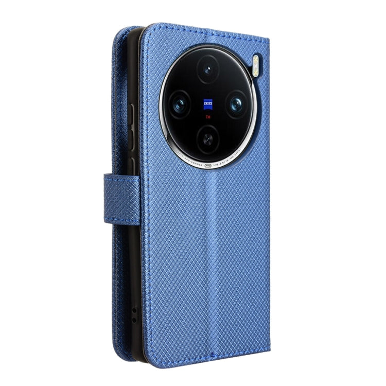 For vivo X100 Pro 5G Diamond Texture Leather Phone Case(Blue) - X100 Pro Cases by buy2fix | Online Shopping UK | buy2fix