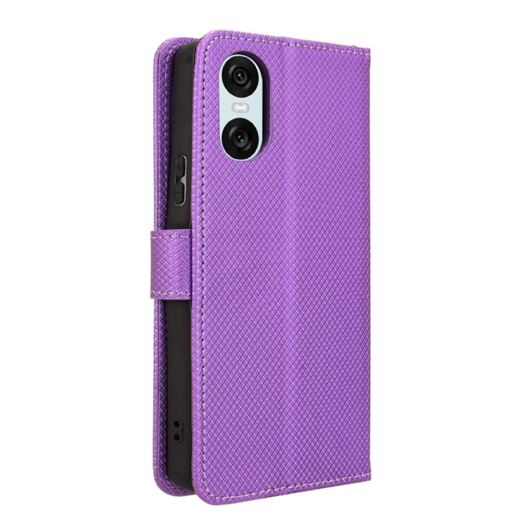 For Sony Xperia 10 VI 2024 Diamond Texture Leather Phone Case(Purple) - Sony Cases by buy2fix | Online Shopping UK | buy2fix