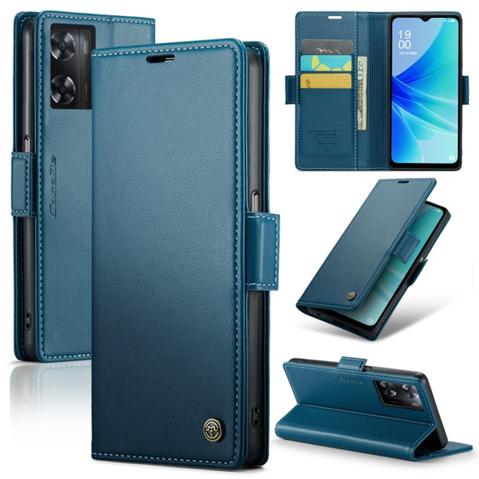 For OPPO A57 4G Global/A57s 4G Global CaseMe 023 Butterfly Buckle Litchi Texture RFID Anti-theft Leather Phone Case(Blue) - OPPO Cases by CaseMe | Online Shopping UK | buy2fix