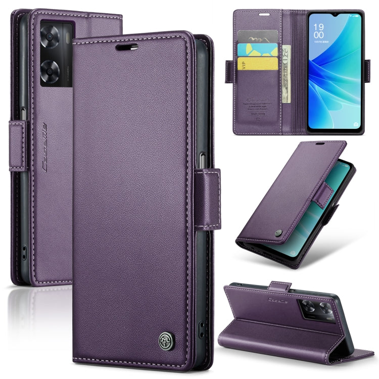 For OPPO A77s CaseMe 023 Butterfly Buckle Litchi Texture RFID Anti-theft Leather Phone Case(Pearly Purple) - OPPO Cases by CaseMe | Online Shopping UK | buy2fix