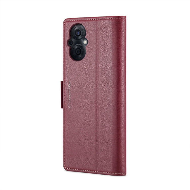 For OPPO Reno7 Z Global/Reno7 Lite Global CaseMe 023 Butterfly Buckle Litchi Texture RFID Anti-theft Leather Phone Case(Wine Red) - OPPO Cases by CaseMe | Online Shopping UK | buy2fix