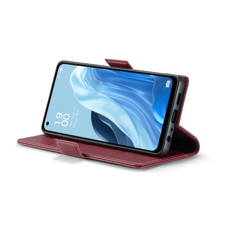 For OPPO Reno7 4G Indonesia/F21 Pro 4G/Reno8 4G CaseMe 023 Butterfly Buckle Litchi Texture RFID Anti-theft Leather Phone Case(Wine Red) - OPPO Cases by CaseMe | Online Shopping UK | buy2fix