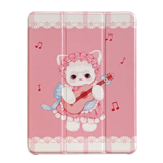 For iPad Air 11 2025 / 2024 3-Fold 360 Rotation Painted Leather Smart Tablet Case(Guitar Cat) - iPad Pro 11 (2022/2021) Cases by buy2fix | Online Shopping UK | buy2fix