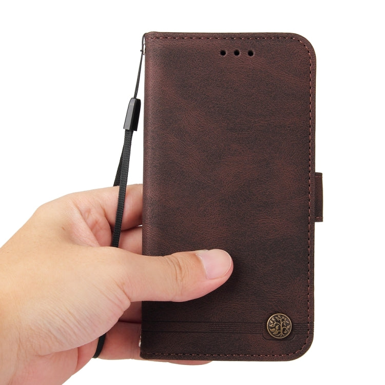 For Xiaomi Redmi Note13 Pro+ 5G Global Skin Feel Life Tree Metal Button Leather Phone Case(Brown) - Note 13 Pro+ Cases by buy2fix | Online Shopping UK | buy2fix