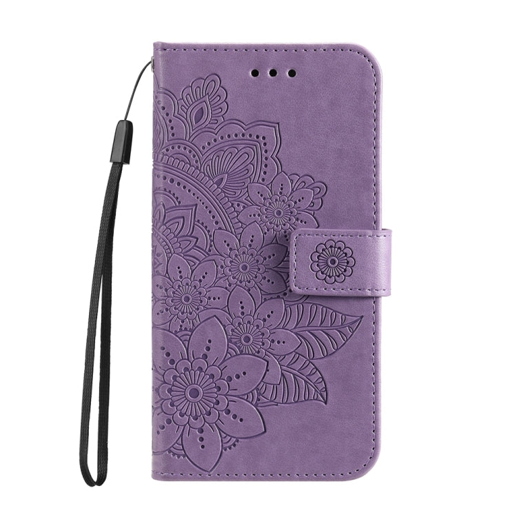 For Xiaomi Redmi A3 7-petal Flowers Embossing Leather Phone Case(Light Purple) - Xiaomi Cases by buy2fix | Online Shopping UK | buy2fix