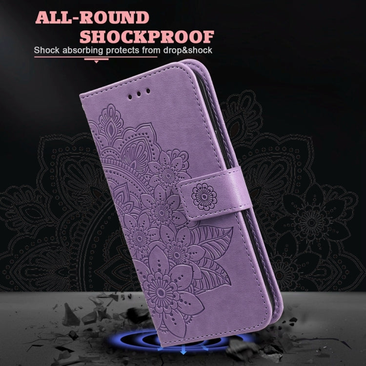 For Xiaomi Redmi A3 7-petal Flowers Embossing Leather Phone Case(Light Purple) - Xiaomi Cases by buy2fix | Online Shopping UK | buy2fix