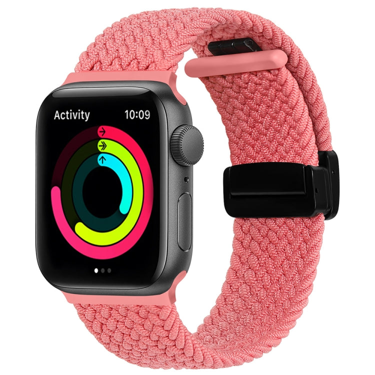 Magnetic Fold Clasp Woven Watch Band For Apple Watch 6 44mm(Pink) - Watch Bands by buy2fix | Online Shopping UK | buy2fix