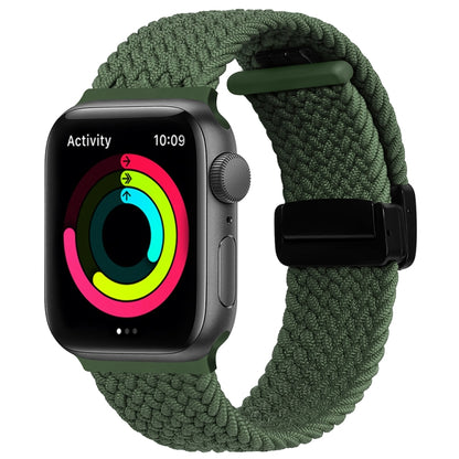 Magnetic Fold Clasp Woven Watch Band For Apple Watch 9 41mm(Green) - Watch Bands by buy2fix | Online Shopping UK | buy2fix