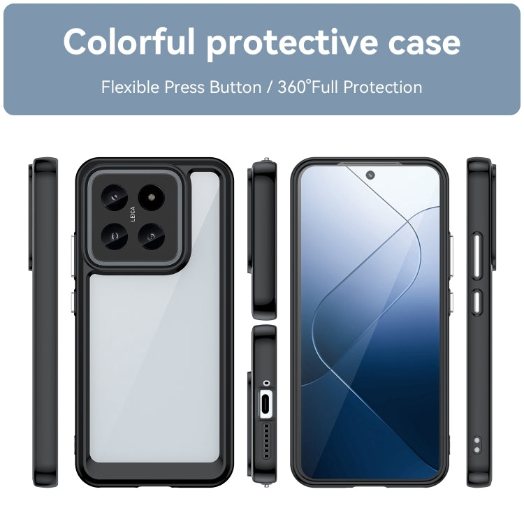 For Xiaomi 14 Colorful Series Acrylic Hybrid TPU Phone Case(Black) - 14 Cases by buy2fix | Online Shopping UK | buy2fix