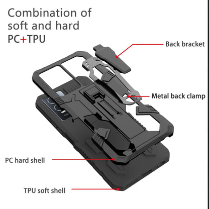 For vivo V27e Armor Warrior Shockproof PC + TPU Phone Case(Black) - vivo Cases by buy2fix | Online Shopping UK | buy2fix