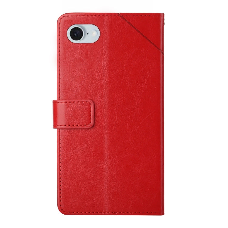 For iPhone SE 2024 HT01 Y-shaped Pattern Flip Leather Phone Case(Red) - More iPhone Cases by buy2fix | Online Shopping UK | buy2fix