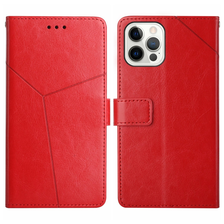 For iPhone 16 Pro Max HT01 Y-shaped Pattern Flip Leather Phone Case(Red) - iPhone 16 Pro Max Cases by buy2fix | Online Shopping UK | buy2fix