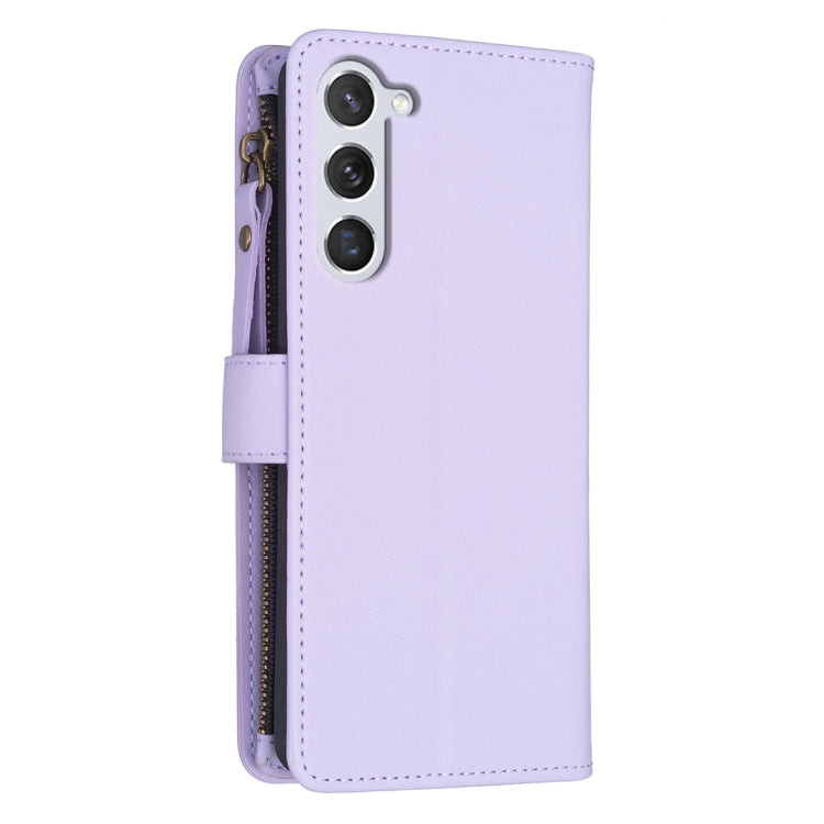 For Samsung Galaxy S24 5G 9 Card Slots Zipper Wallet Leather Flip Phone Case(Light Purple) - Galaxy S24 5G Cases by buy2fix | Online Shopping UK | buy2fix