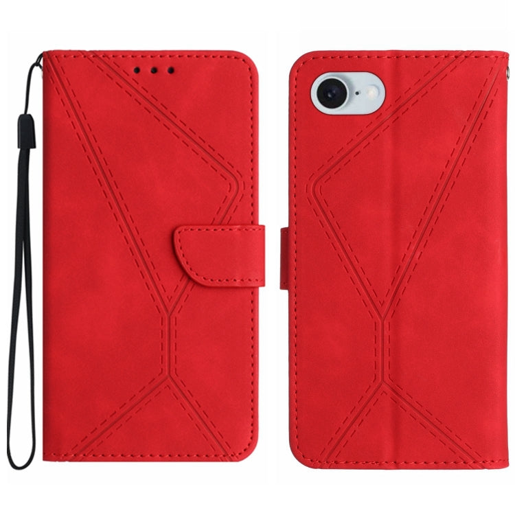 For iPhone SE 2024 Stitching Embossed Leather Phone Case(Red) - More iPhone Cases by buy2fix | Online Shopping UK | buy2fix