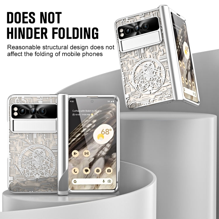 For Google Pixel Fold Mechanical Legend Integrated Electroplating All-inclusive Phone Case with Pen Slot(Silver) - Google Cases by buy2fix | Online Shopping UK | buy2fix