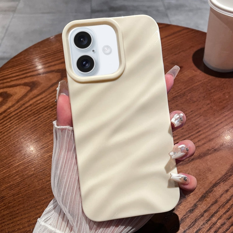 For iPhone 16 Solid Color Wave Texture TPU Phone Case(Beige) - iPhone 16 Cases by buy2fix | Online Shopping UK | buy2fix