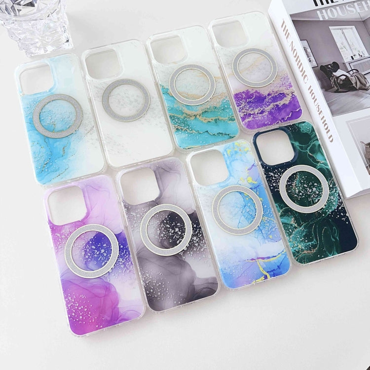 For iPhone 12 Dual-side IMD Marble Magsafe Phone Case(White) - iPhone 12 / 12 Pro Cases by buy2fix | Online Shopping UK | buy2fix