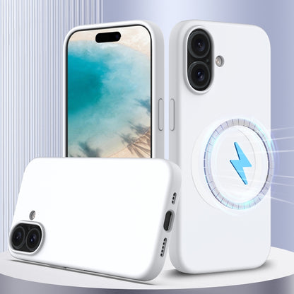 For iPhone 16 Shockproof Silicone Magsafe Phone Case(White) - iPhone 16 Cases by buy2fix | Online Shopping UK | buy2fix