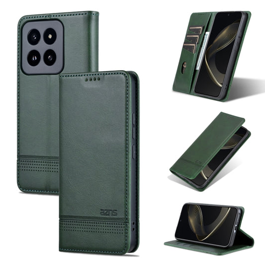 For Xiaomi 14 Pro AZNS Magnetic Calf Texture Flip Leather Phone Case(Dark Green) - 14 Pro Cases by AZNS | Online Shopping UK | buy2fix