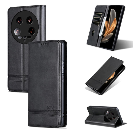 For Xiaomi 14 Ultra AZNS Magnetic Calf Texture Flip Leather Phone Case(Black) - 14 Ultra Cases by AZNS | Online Shopping UK | buy2fix