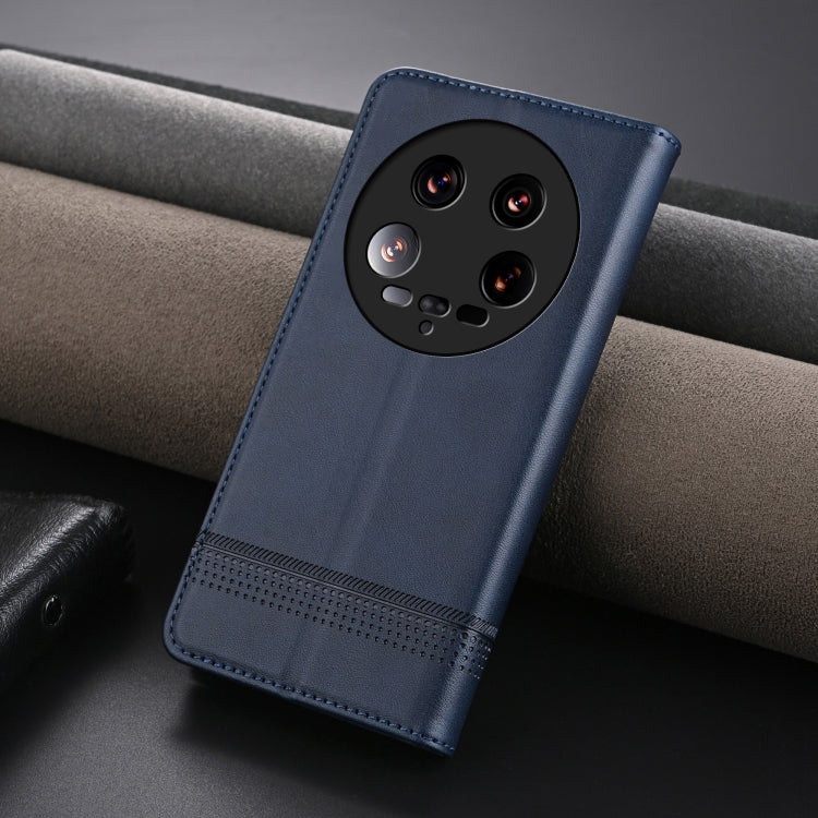 For Xiaomi 14 Ultra AZNS Magnetic Calf Texture Flip Leather Phone Case(Dark Blue) - 14 Ultra Cases by AZNS | Online Shopping UK | buy2fix