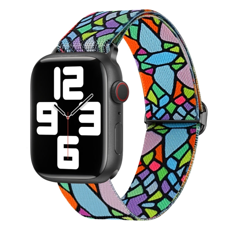 For Apple Watch Ultra 49mm Painted Pattern Nylon Replacement Watch Band(Geometric Rainbow) - Watch Bands by buy2fix | Online Shopping UK | buy2fix