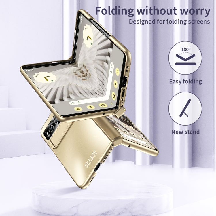 For Google Pixel Fold Integrated Electroplating Folding All-inclusive Phone Case with Pen Slot & Hinge(Gold) - Google Cases by buy2fix | Online Shopping UK | buy2fix