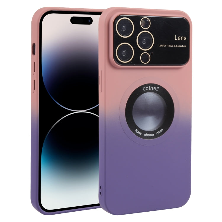 For iPhone 15 Pro Max Gradient Silicone Shockproof Magsafe Phone Case with Lens Film(Pink Purple) - iPhone 15 Pro Max Cases by buy2fix | Online Shopping UK | buy2fix