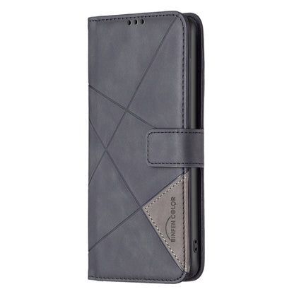 For Motorola Moto G Power 5G 2024 Magnetic Buckle Rhombus Texture Leather Phone Case(Black) - Motorola Cases by buy2fix | Online Shopping UK | buy2fix