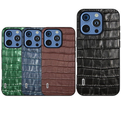 For iPhone 16 Pro Max ABEEL Crocodile Texture Genuine Leather Phone Case(Black) - iPhone 16 Pro Max Cases by buy2fix | Online Shopping UK | buy2fix