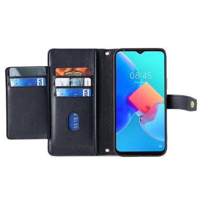 For Realme 12 5G Sheep Texture Cross-body Zipper Wallet Leather Phone Case(Black) - Realme Cases by buy2fix | Online Shopping UK | buy2fix