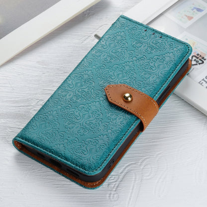 For iPhone 16e European Floral Embossed Leather Phone Case(Blue) - iPhone 16e Cases by buy2fix | Online Shopping UK | buy2fix