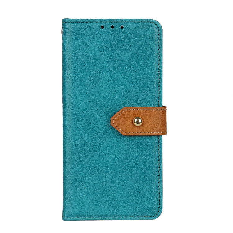 For iPhone 16e European Floral Embossed Leather Phone Case(Blue) - iPhone 16e Cases by buy2fix | Online Shopping UK | buy2fix