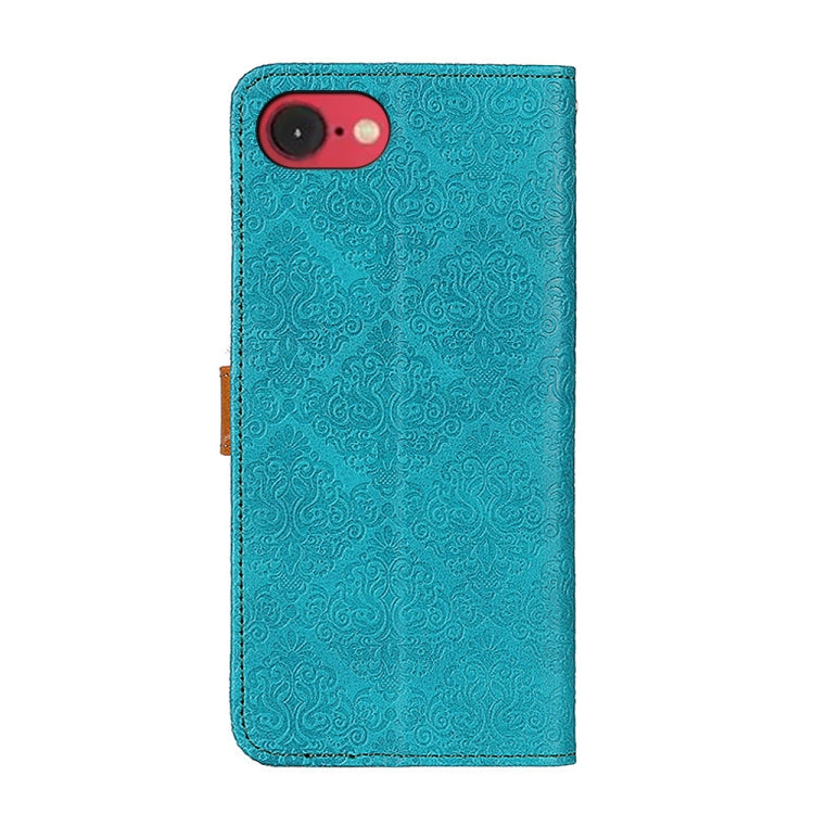 For iPhone 16e European Floral Embossed Leather Phone Case(Blue) - iPhone 16e Cases by buy2fix | Online Shopping UK | buy2fix