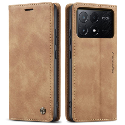 For Xiaomi Poco X6 Pro CaseMe 013 Multifunctional Horizontal Flip Leather Phone Case(Brown) - Xiaomi Cases by CaseMe | Online Shopping UK | buy2fix