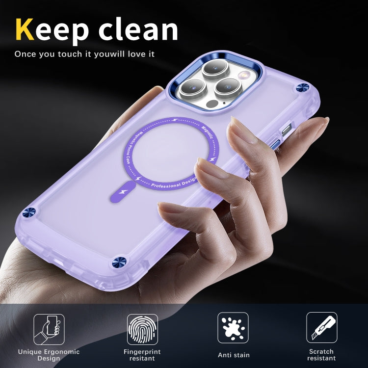 For iPhone 13 Skin Feel TPU + PC MagSafe Magnetic Phone Case(Transparent Purple) - iPhone 13 Cases by buy2fix | Online Shopping UK | buy2fix