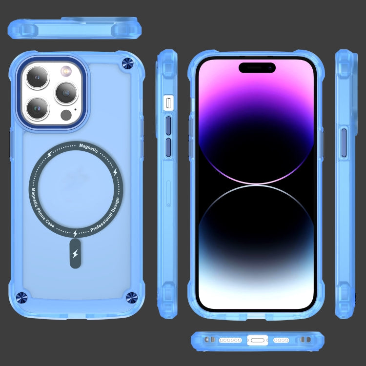 For iPhone 15 Pro Max Skin Feel TPU + PC MagSafe Magnetic Phone Case(Transparent Blue) - iPhone 15 Pro Max Cases by buy2fix | Online Shopping UK | buy2fix